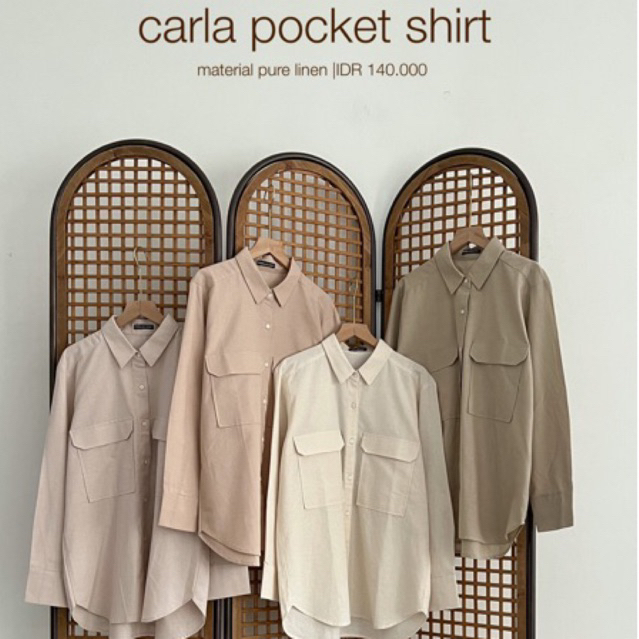 CARLA LINEN POCKET SHIRT | kemeja basic berbahan linen