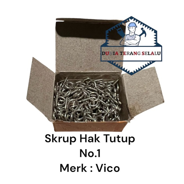 Skrup Mata Tutup VICO no 1 - Skrup Tutup - Gantolan Tutup - Nickel Plated Screw Eyes no1 VICO