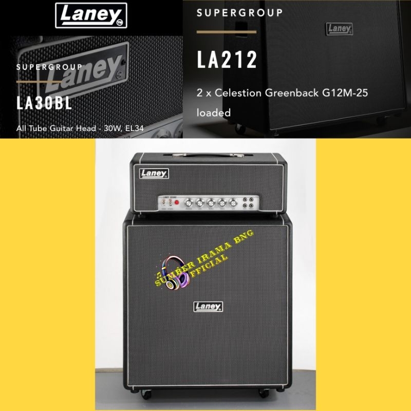 LANEY AMPLIFIER GUITAR HEAD CABINET LA30BL + LA212 SEPASANG - SEPAKET