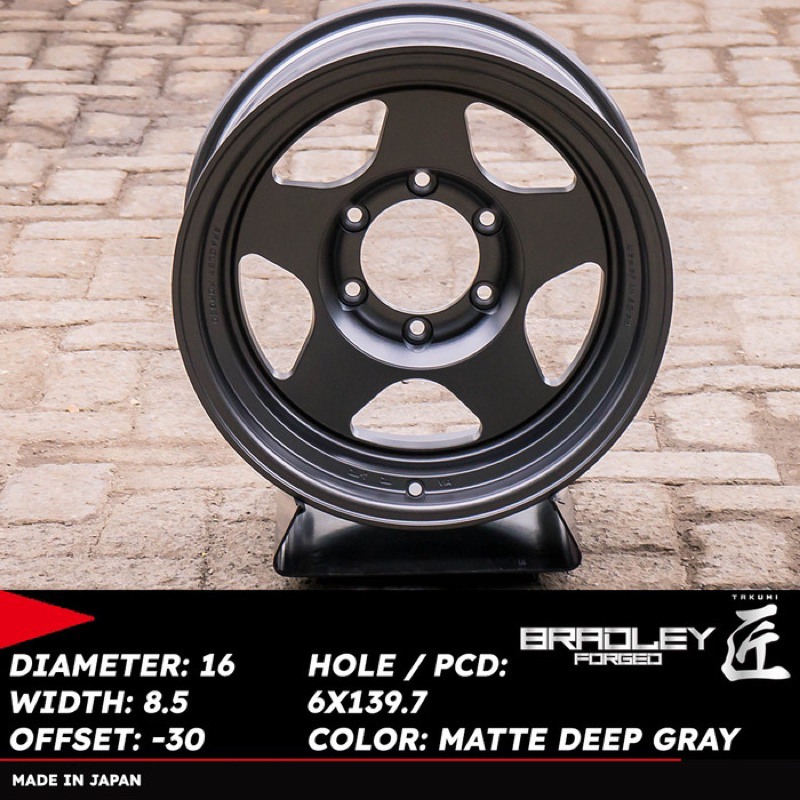 Velg Bradley Wheels Japan Takumi R16 8,5 -30 Matte Deep Gray Pcd 6x139