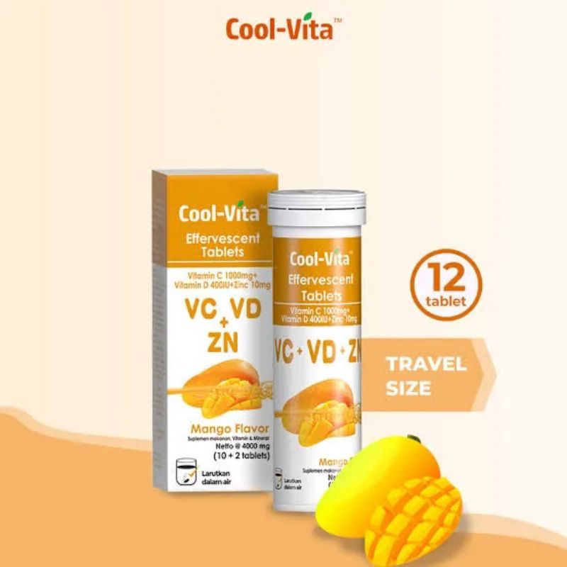 COOL-VITA VITAMIN C1000mg, VITAMIN D &amp; ZINC EFFERVESCENT TABLET 12'S