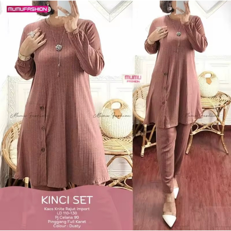KINCI SET SETELAN MUSLIMAH RAJUT IMPORT JUMBO LD 130cm