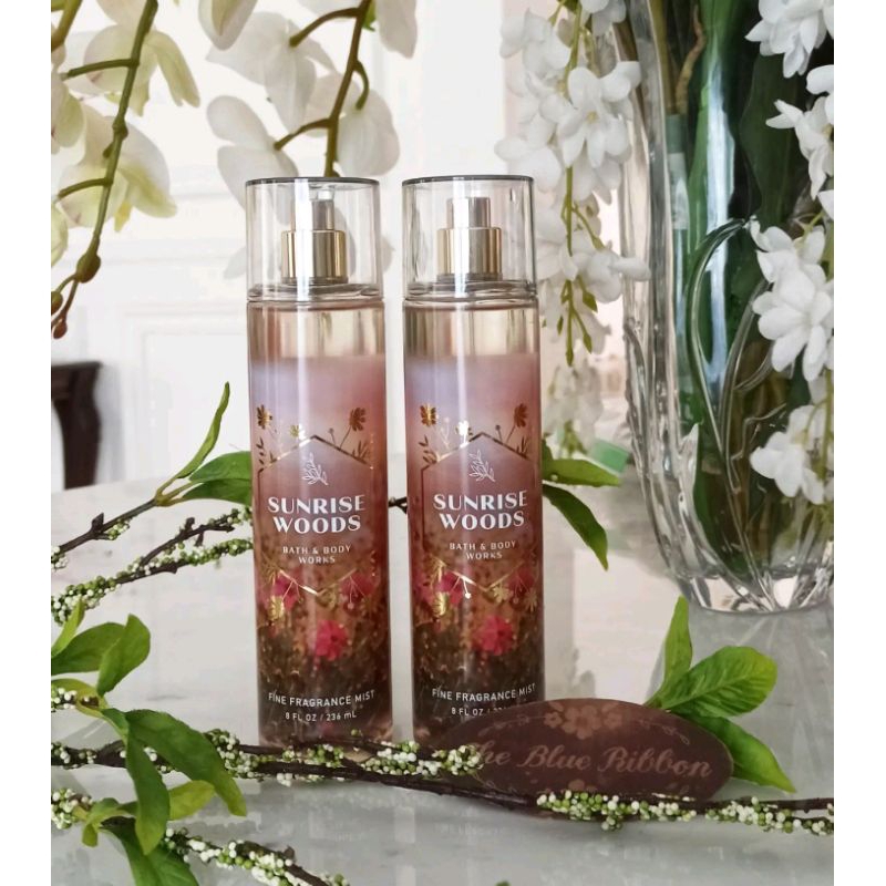 NEW PACKAGING !! BATH AND BODY WORKS SUNRISE WOODS BODY MIST