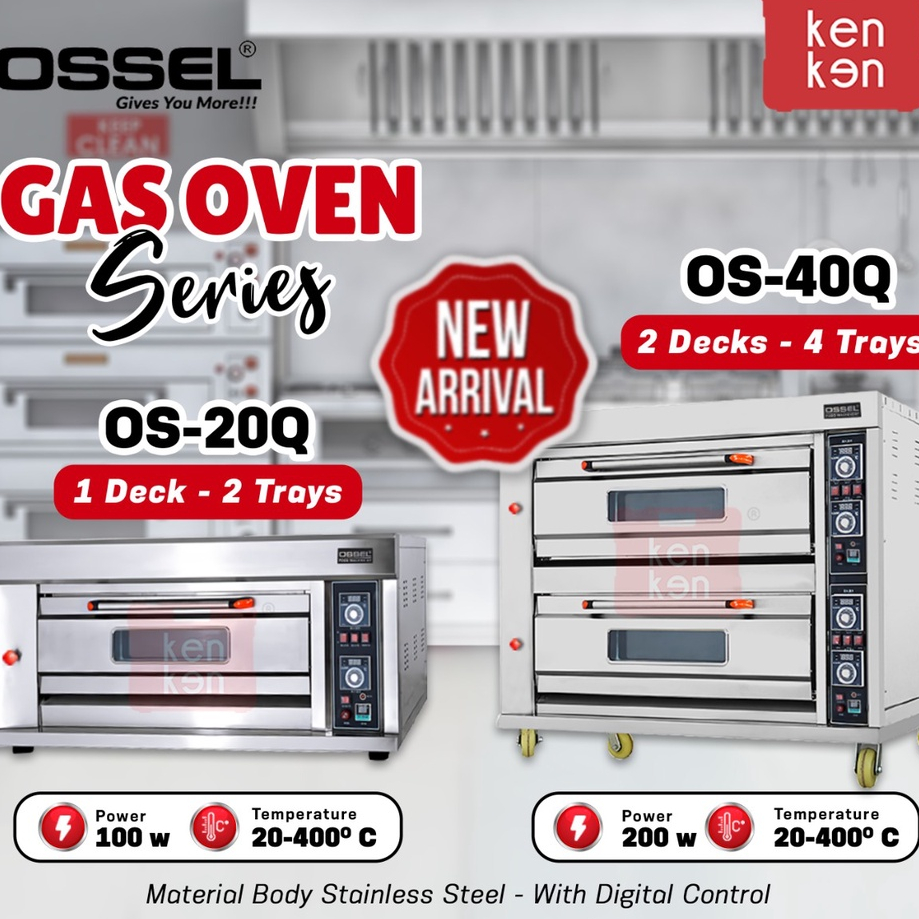 OSSEL Oven Gas Besar 2 Deck 4 Trays Oven Roti Gas Gas Deck Oven Roti 2 Deck 4 Trays Gas Oven Roti OS