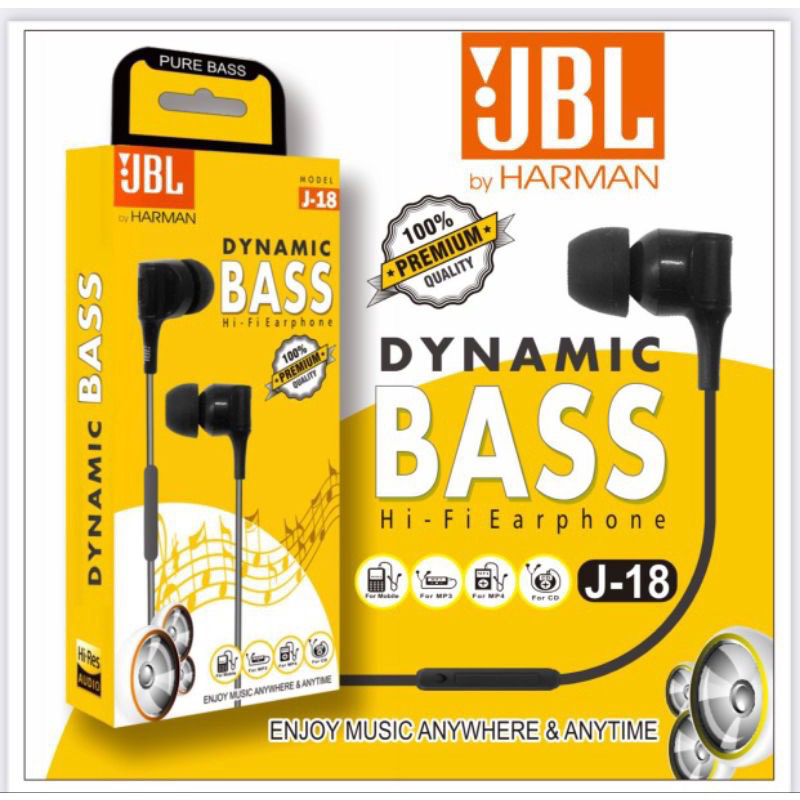 HEADSET JBL J18 DYNAMIC BASS PREMIUM IMPORT HF / EARPHONE JBL J-18 XTRA BASS