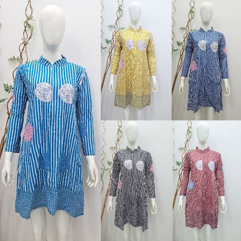 tunik batik salur warna - tunik batik modern - tunik batik busui - tunik kekinian - tunik batik cant