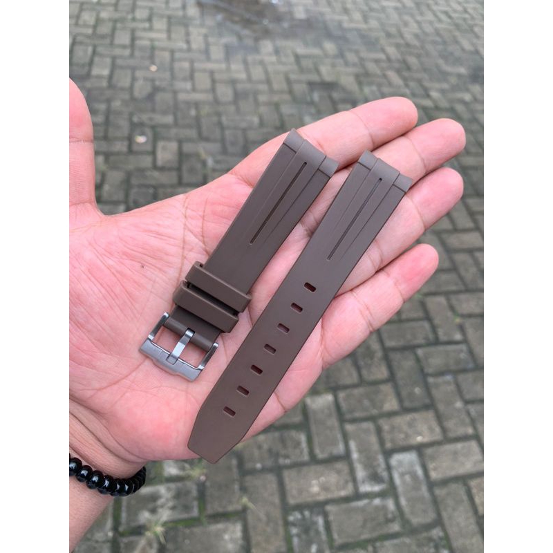 Strap Tali Jam Tangan Rolex Rubber Coklat Size 20mm