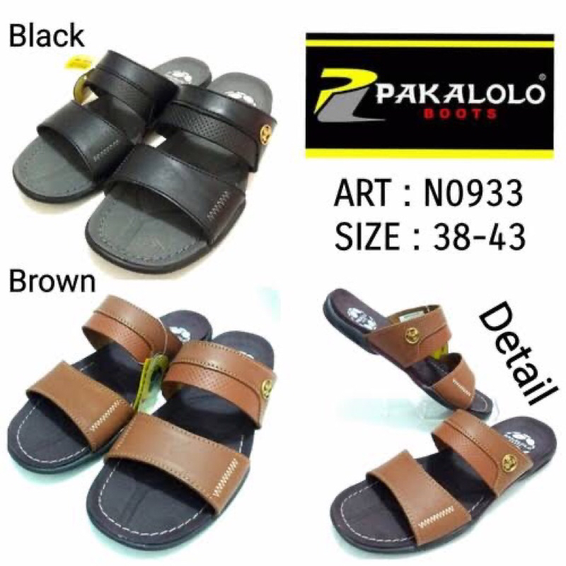 SANDAL SELOP PAKALOLO N0933 BLACK DAN COKELAT MUDA 38-40 ORI