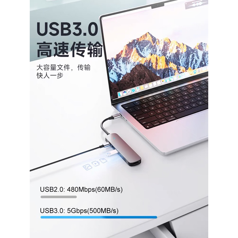 High Quality USB C HUB Type C HUB 6 in 1 Windows, Macbook, Ipad, Android, 4K HDMI, OTG, PD, Fast Charging