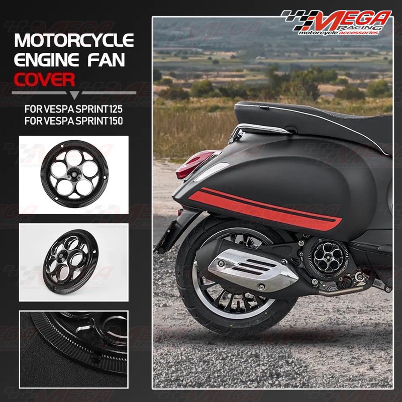 Cover Tutup Kipas Mesin Cnc Model Spiner Radiator Motor Kipas Spin Pendingin Penutup Pelindung Dekoratif Untuk Matic Vespe Sprint Primavera 125 150