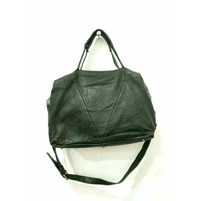 Breal kulit asli warna hijau army kulit gajah