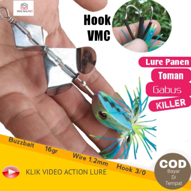 Umpan Casting Slater Seleter Buzzbait Toman Gabus Kerandang 16 gram Hook VMC Tajam Double Propeler k