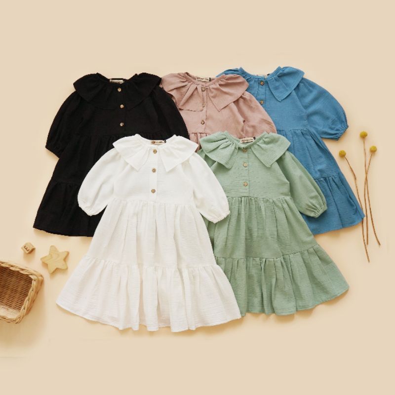 Elraeeya Dress - Midi dress anak -  Dress  linen anak- dress katun - gamis anak - gamis bayi - baju 