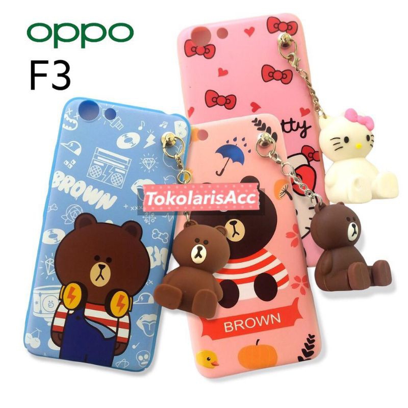 Case Hp Oppo F3 Case Boneka Plus Gantungan bisa buat standing Hp