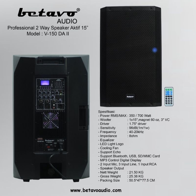 SPEAKER AKTIF BETAVO V-150 DA II COCOK UNTUK PANGGUNG KELAS EKONOMIS
