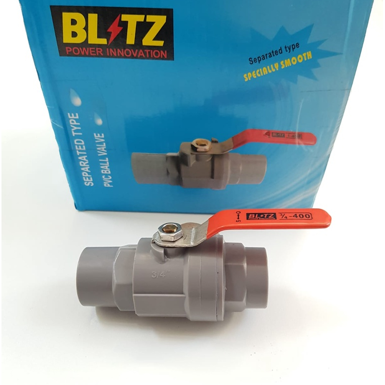 Ball Valve Pvc BLITZ 3/4 in - Ballvalve Stop Kran Plastik 0.75 in gagang plastik atau gagang stainless 3/4&quot; BLITZ 931