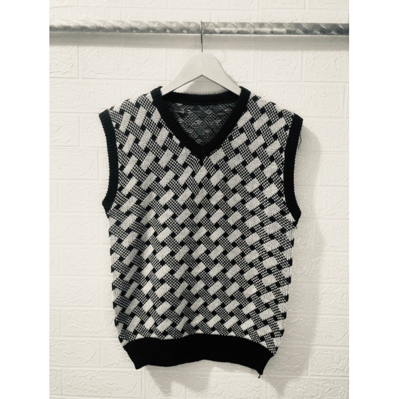 ROMPI KOTAK VEST KNIT /ROMPI RAJUT KOREA / BEST SELLER