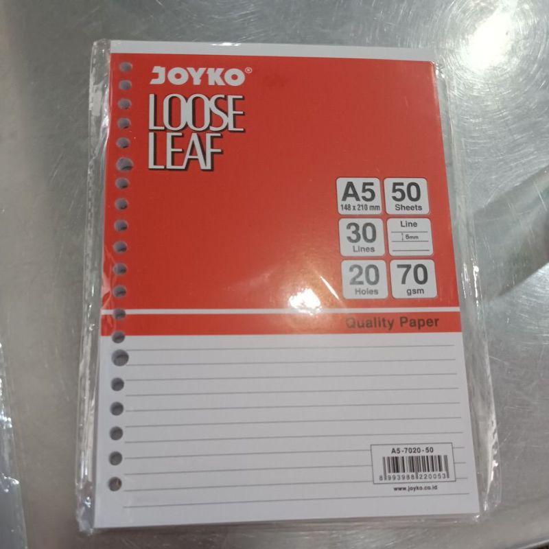 

5442 - Loose Leaf Isi Kertas File Binder Joyko A5-100lembar/B5-50 LEMBAR / ISI KERTAS BINDER NOTE LOOSE LEAF JOYKO