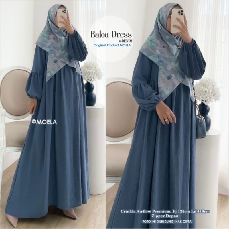 GAMIS POLOS BOLOA DRESS CRINKLE ori moela