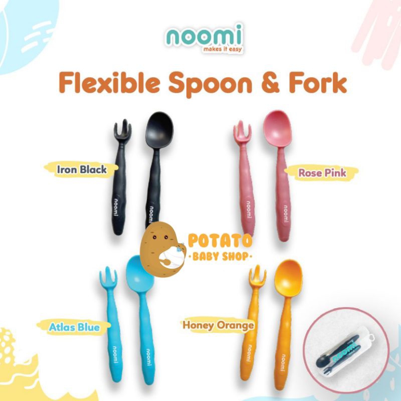 Noomi Flexible Spoon &amp; Fork - Sendok Makan Anak