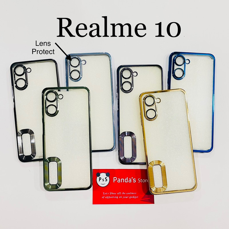 Softcase Realme 10 Lens Protector Circle Chrome Logo Clear Case