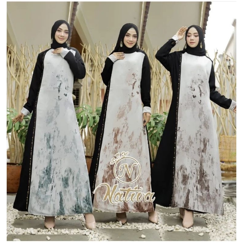 NATIVA OFFICIALL,ABAYA HITAM BRANDED ORI PREMIUM,ABAYA HITAM MEWAH,BUSANA MUSLIM,ABAYA BUTIK,DRESS P