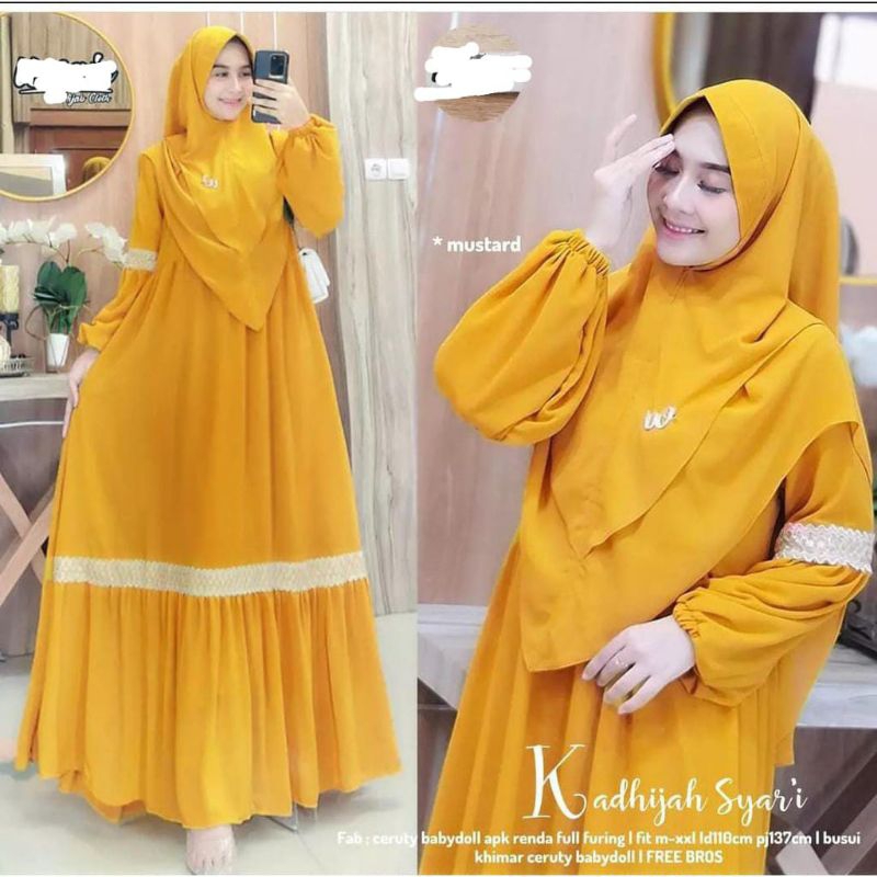 Gamis+ hijab syar'i jumbo| Gamis Al-khadijah syar'i| gamis cerutty jumbo | bisa cod