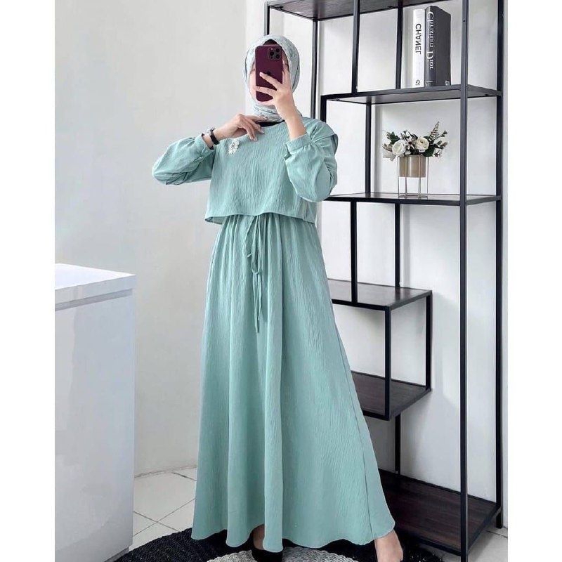 zafira gamis crincle airflow remaja kekinian/baju gamis dress lebaran size s m l xl