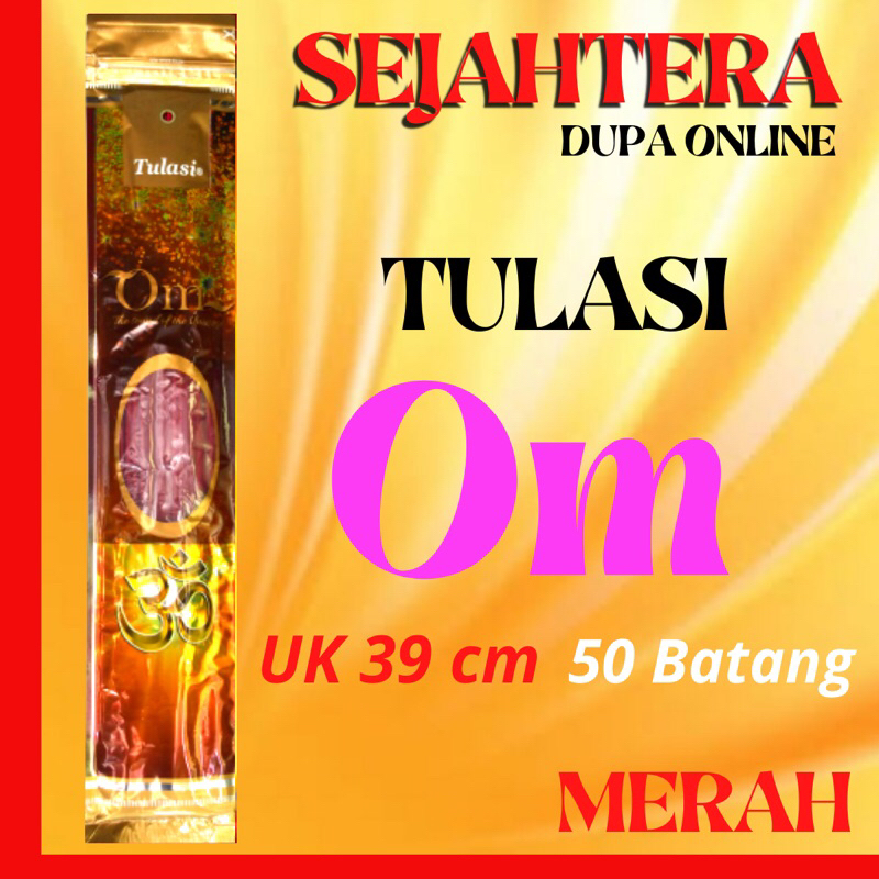 Dupa Hio India Tulasi “OM” isi 50btg MERAH Pouch