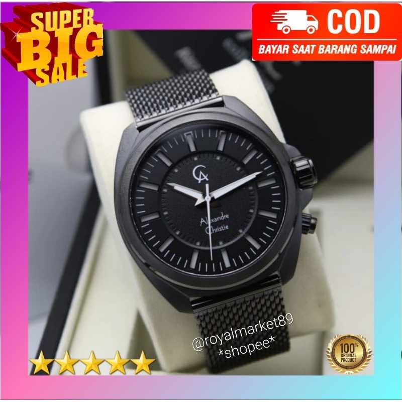 [PILIHAN WARNA LAIN GESER FOTONYA] ORIGINAL JAM TANGAN PRIA ALEXANDRE CHRISTIE ANALOG RANTAI PASIR S