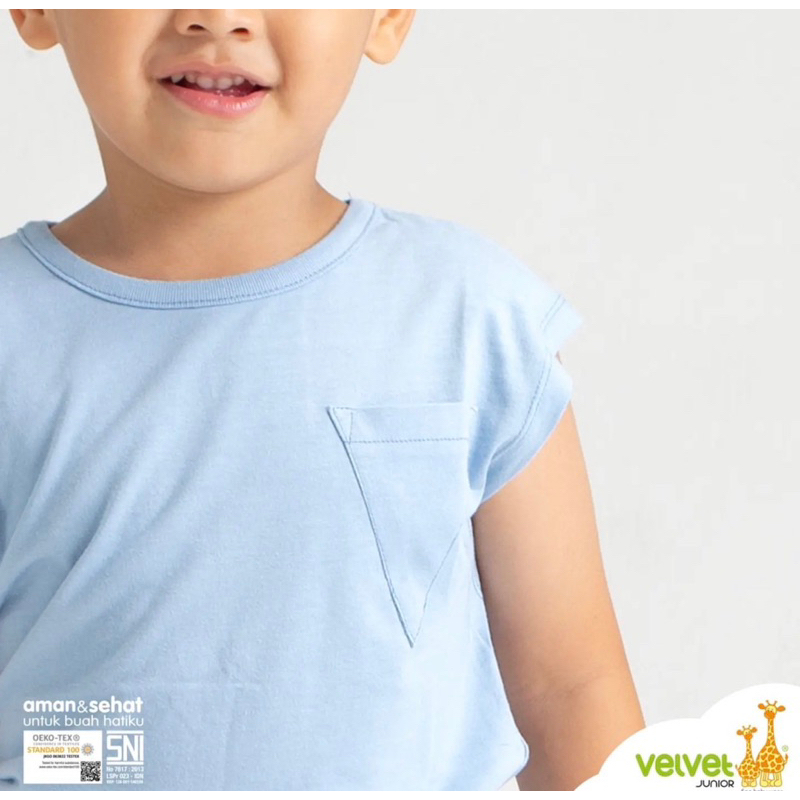 Velvet Junior Aircool Pocket Tee Anak Boy &amp; Girl/Velvet Pocket Tee 2-5 Tahun / Kaos Anak