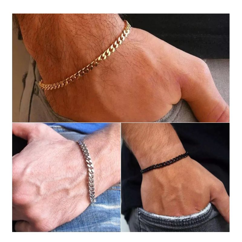 GELANG TANGAN RANTAI PRIA GELANG TITANIUM GELANG TANGAN PRIA KECIL DAN WANITA ANTI KARAT GELANG TANG