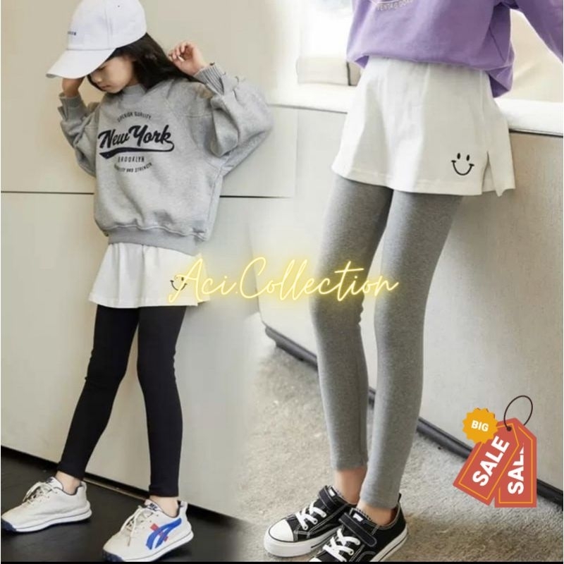 Legging Anak Bahan Soft Rayon Kaos XS-XXL Usia 2-13 Tahun