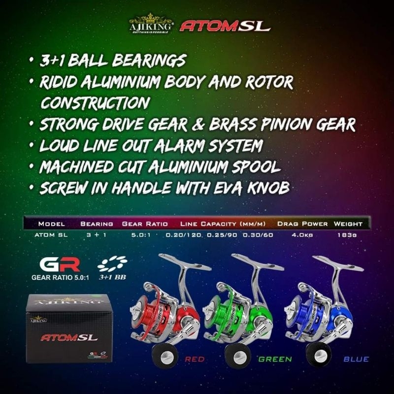 Reel mini AJIKING ATOM SL Metal Body