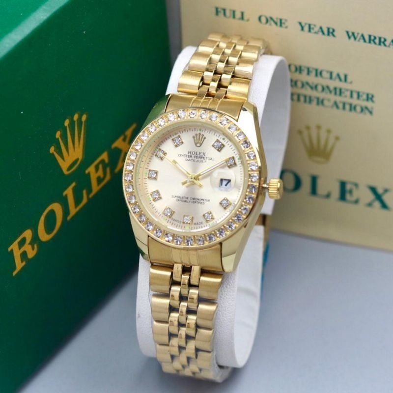Premium/jam tangan wanita Stainles Rolex Tanggal Aktif Full set