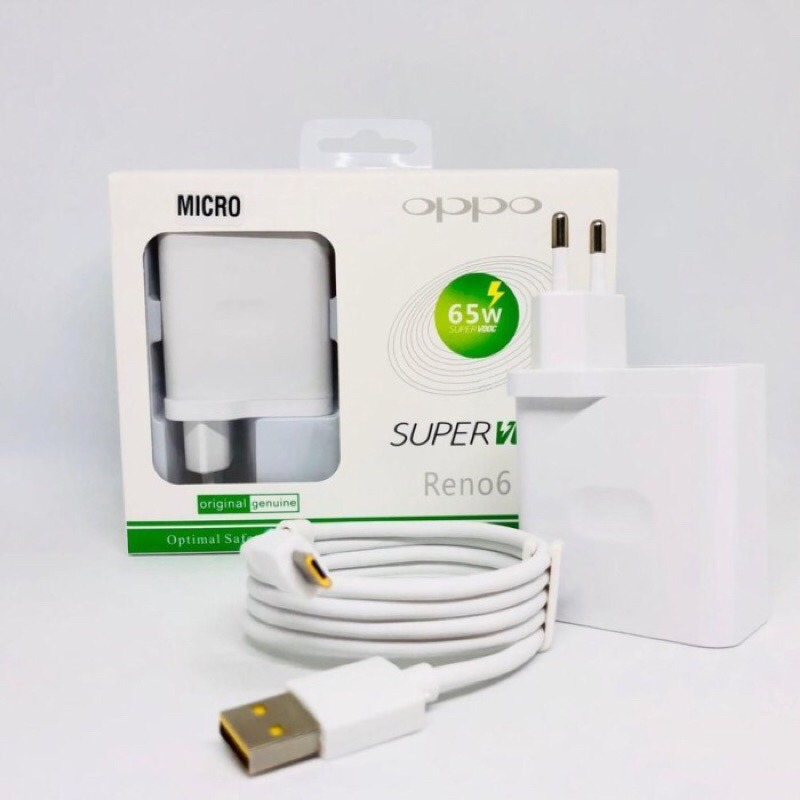 Charger Oppo 65W SUPER VOOC Micro USB &amp; Type C Fast Charging Original