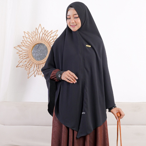 [Jilbab/Khimar Jumbo Hermosa] Khimar jetblack hermosa-Jilbab jetblack-jilbab hitam pekat