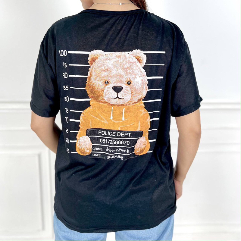 AFI - MC - Kaos Oversize Wanita Bear Police (LD 106, P 65)