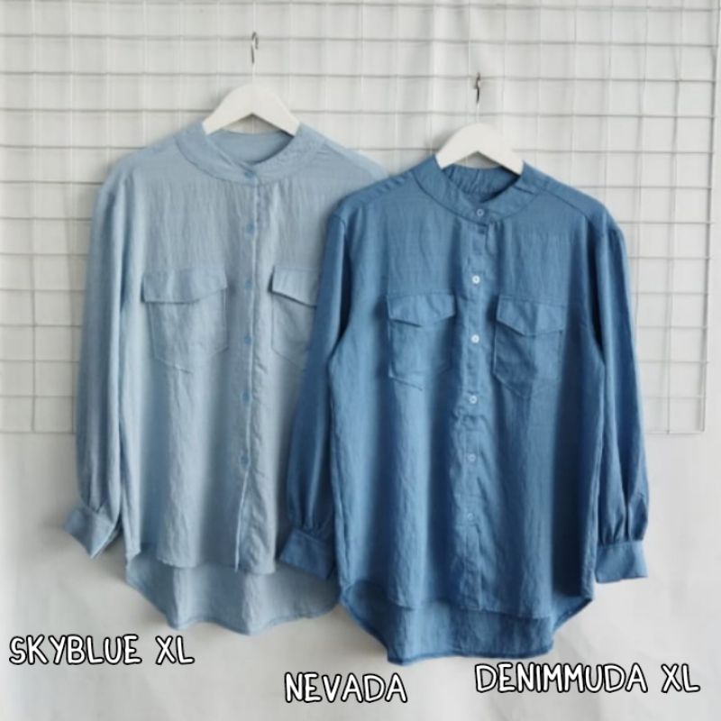 Kemeja Nevada kemeja polo linen kemeja nevada polo linen blouse nevada blouse polo linen