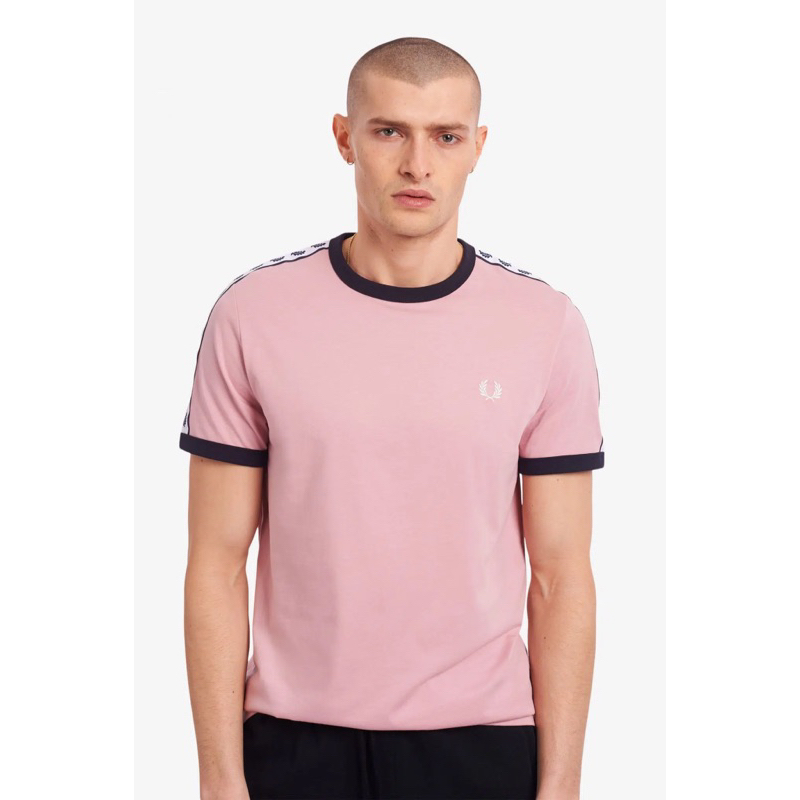 Fred Perry Ringer Taped Tshirt In Pink