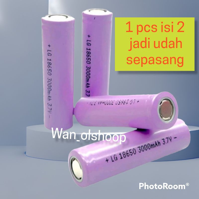 batrai cas 1 pcs isi 2 jadi udah dapet sepasang batrai 18650 PING Li-on 3.7v 3000mh