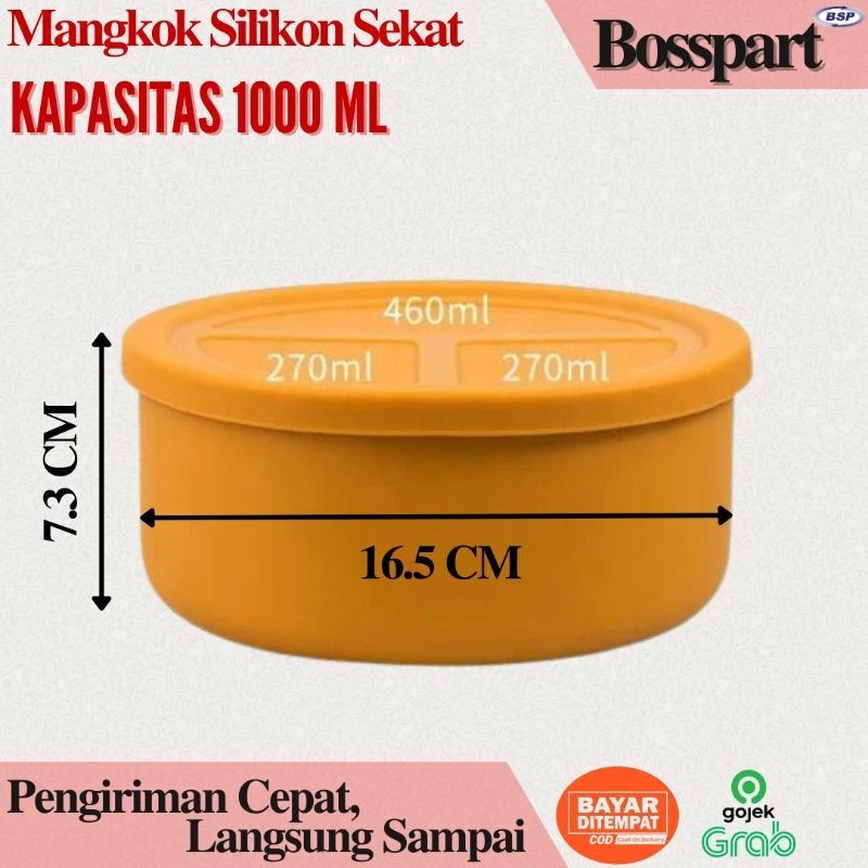 Silicone Bowl 1000 ML / Mangkok Silikon / Tempat Makan Bulat Sekat