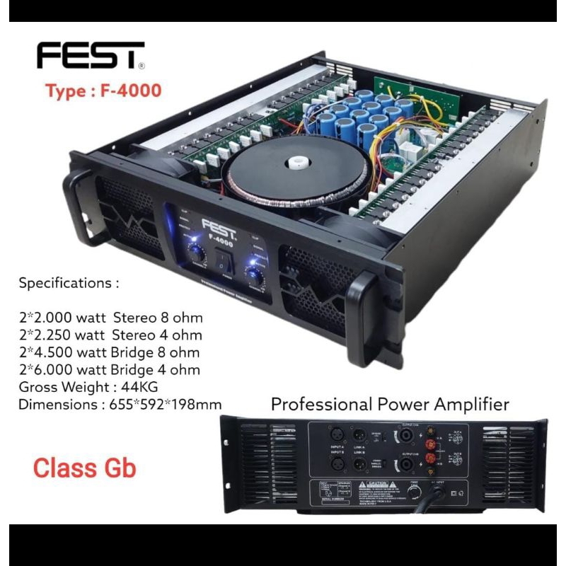 power amplifier fest f4000 f 4000 Class GB 2x2000 watt