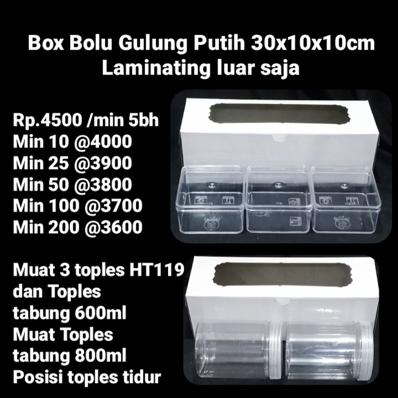 

Box Bolu Gulung 30x10x10cm Laminating luar