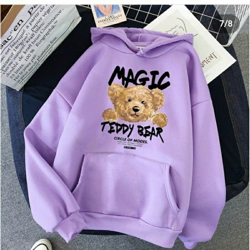 SWEATER HOODIE MAGIC BEAR FIT XL Sweater Wanita Sweater Cewek Sweater abg Sweater Viral Jaket Wanita Jaket cewek jaket abg sweater murah jaket murah kaos oblong kaos wanita kaos cewek kaos abg