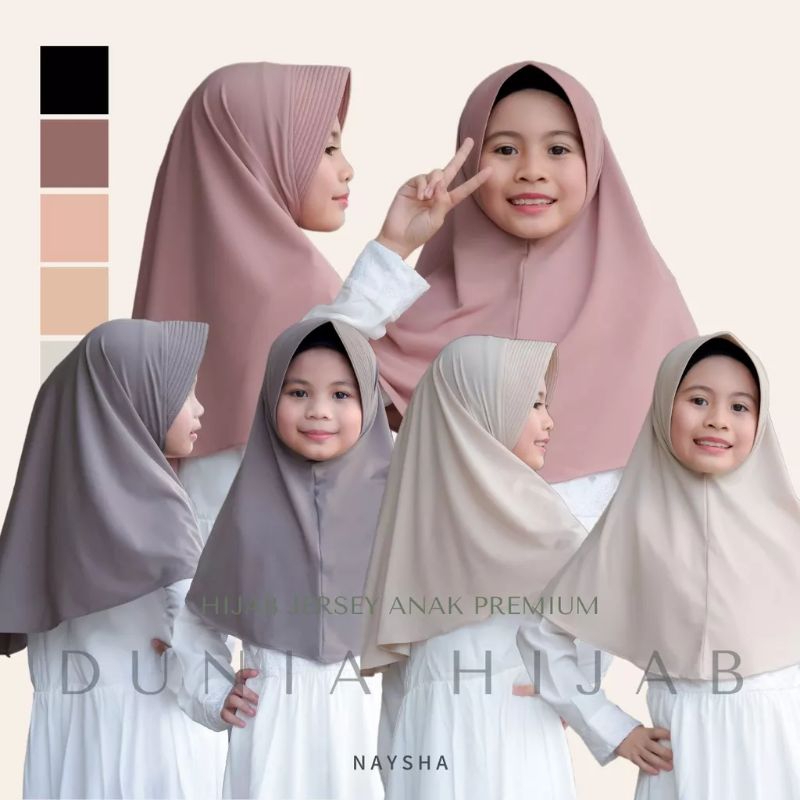 hijab anak SD sekolah untuk usia 8sampe 14 taun bahan jersy