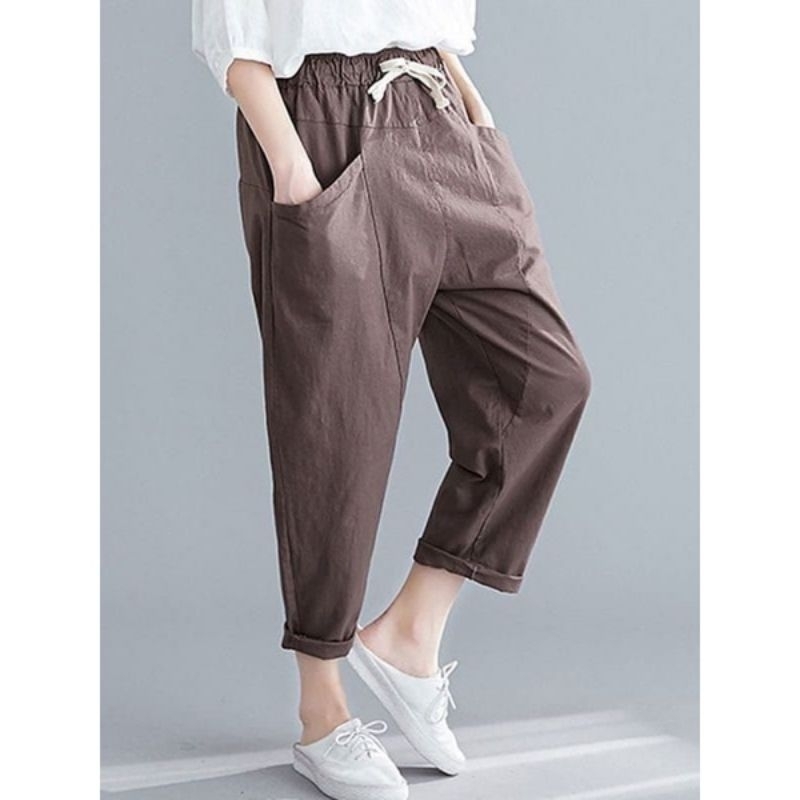 Kylian Pant Celana Panjang Wanita Linen Rami Korean Style