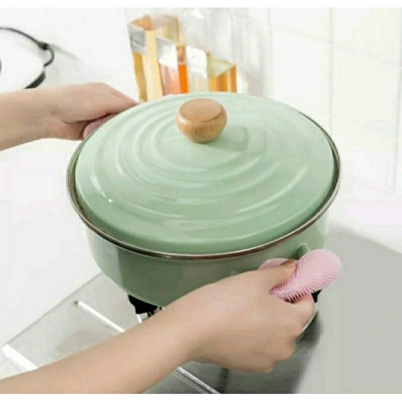 Spon Cuci Piring Silikon Sponge Pembersih Kerak Karet Silicone Dish Cleaning Wash Brush