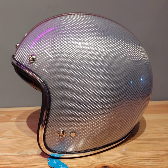 JERICHO CARBON CF500 SILVER LIST RED | HELM HALF FACE | ORIGINAL JERICO