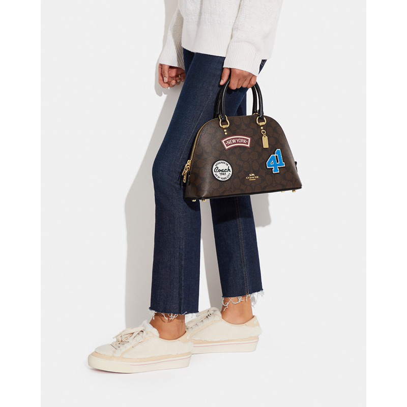 Coach Katy Satchel In Signature Canvas With Ski Patches (CE594)